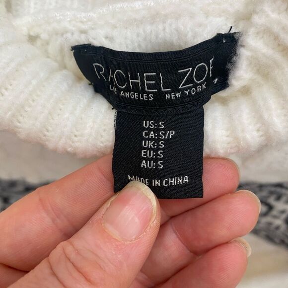 Rachel Zoe Black and White Turtleneck Sweater with Textured Knit NWOT - Picture 3 of 3